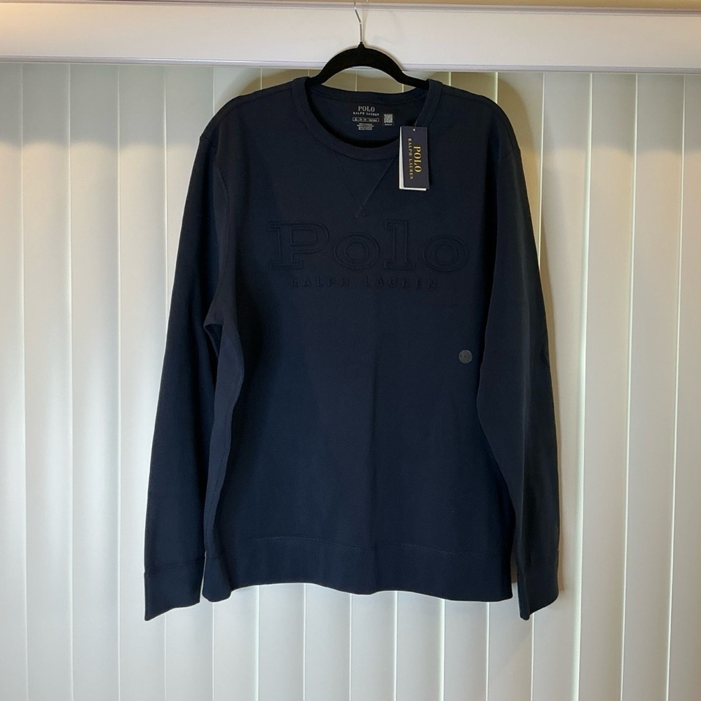 Polo Ralph Lauren Men's Big & Tall Crew Neck Logo Sweatshirt Blue - Picture 3 of 3